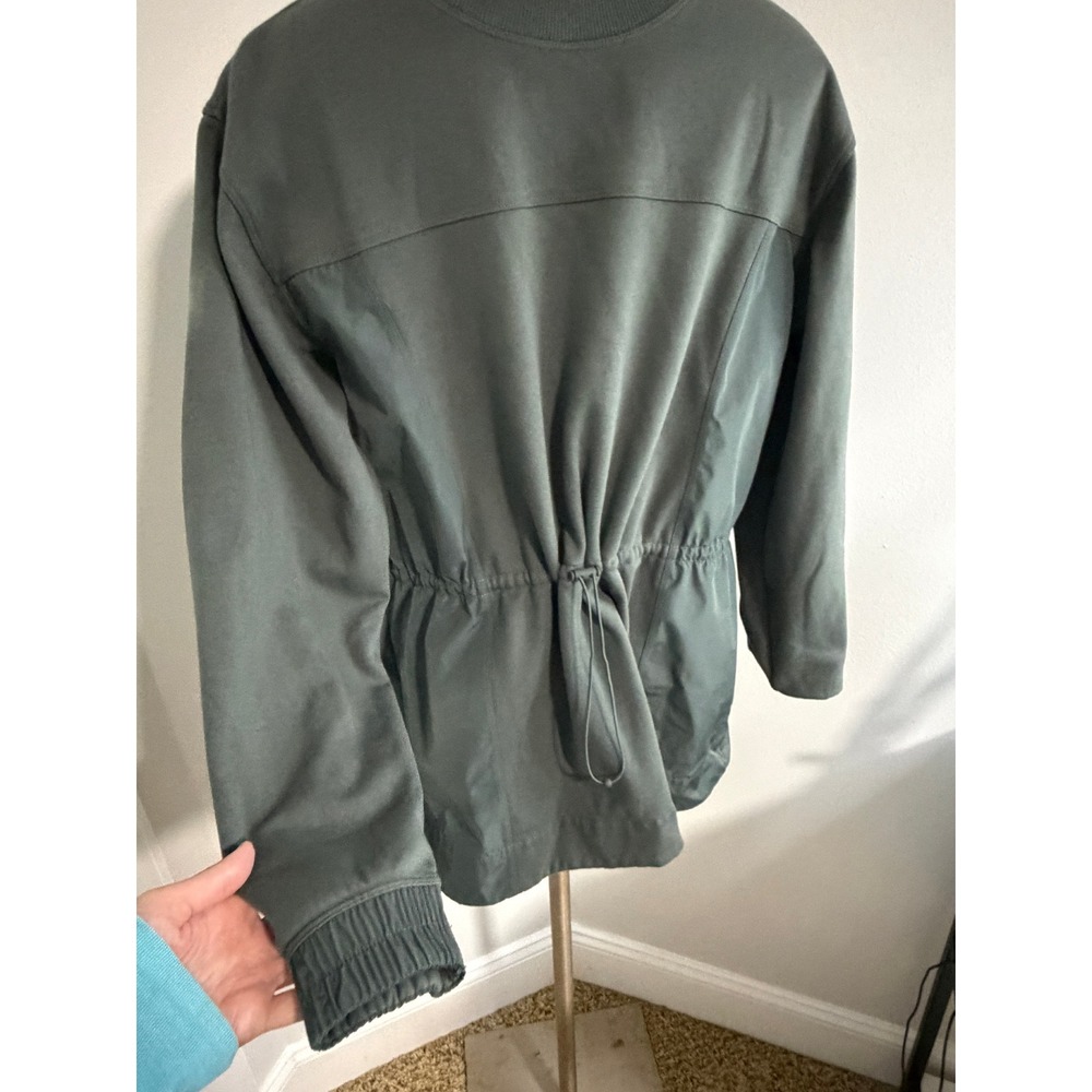 Athleta Womens Mixed Media Drawstring Waist Sweatshirt Green Size M